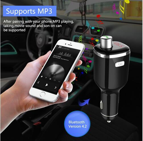 New BC23 Car Dual USB Mp3 Kit Mufti-function Car Charger Support U-disk FM Transmitting Voltage Detection Bluetooth Handsfree