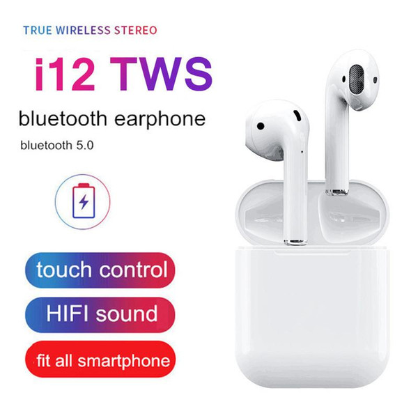 i12 TWS Touch Wireless Earbuds Double V5.0 Bluetooth Headphones ture stereo Earphones wireless headset earbuds with touch control SIRI