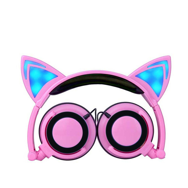 Cross-border for new hot style children's cartoon cat ears glow head-mounted folding mobile phone music headphones