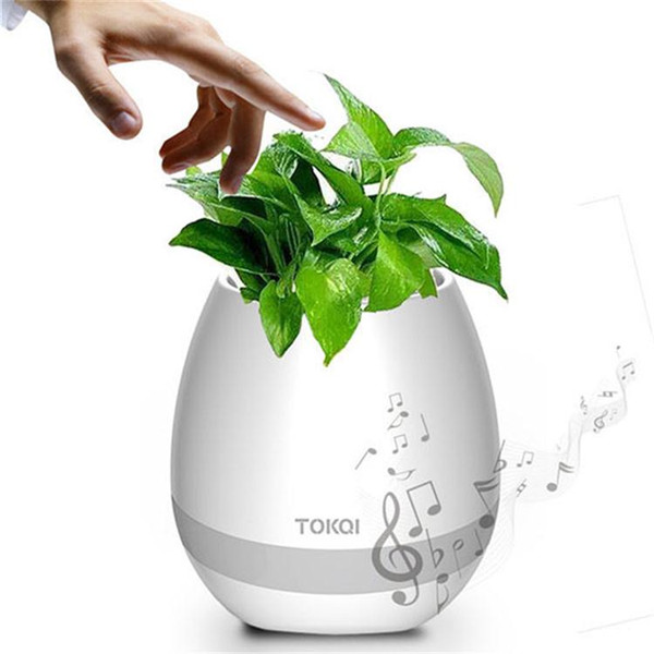 TOKQI bluetooth Smart Music Flower pots intelligent real plant touch play flowerpot colorful light long time play bass speaker Night light