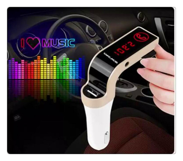 Latest Universal Car Accessories Mini Car Charger Bluetooth Handsfree With Double USB Charging Port 5V/2A LCD U Disk FM Broadcast Mp3 AUX G7