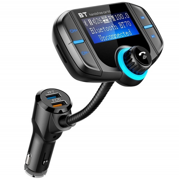 BT70 FM Transmitter Modulator QC 3.0 Quick Charger Handsfreee Bluetooth Car Kit Radio MP3 Player Dual USB with AUX TF Card Slot