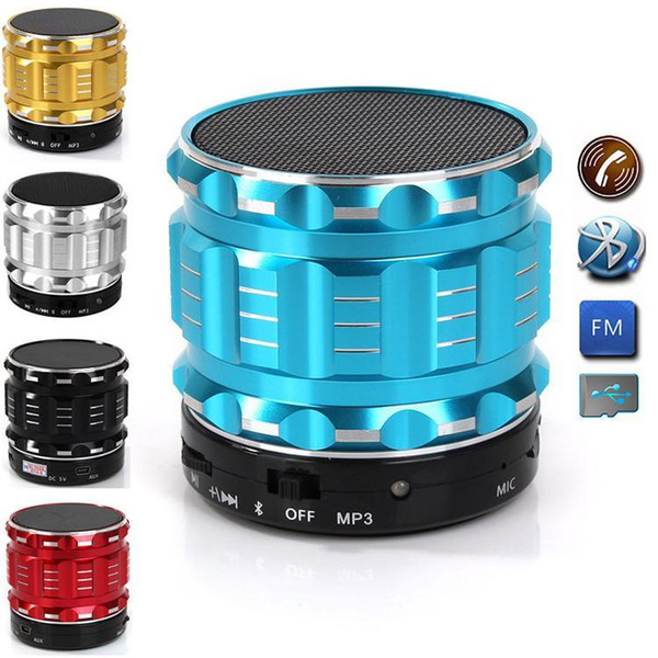 Bluetooth Speaker Mini Bluetooth Speaker S28 Metal Steel Wireless Smart Hands Hi fi speaker With FM Radio Support SD Card Colors Mixed