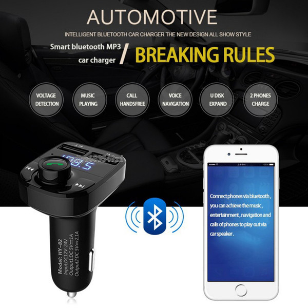 Car Kit Handsfree Wireless Bluetooth FM Transmitter LCD MP3 Player USB Charger for smartphone android motorcycle bluetooth kit (black)