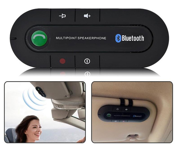 Wireless Bluetooth V4.0 Hands Free Speaker Music Player Car Kit Free speakers In Car Kit Visor Clip Bluetooth Car Kit for Smartphone