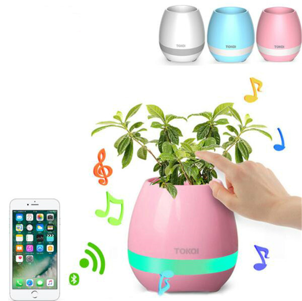 OTA 1pc Music Plant Lamp Smart Flower Pots Rechargeable Waterproof Bluetooth Speaker Wireless Smart Touch Plant Piano Music Playing Lamp