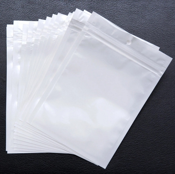 12*20cm Clear + white pearl Plastic Poly OPP packing Zip lock Retail Packages PVC plastic bag 10*18cm 12*15cm 7.5*12cm 14*8cm 27*18cm