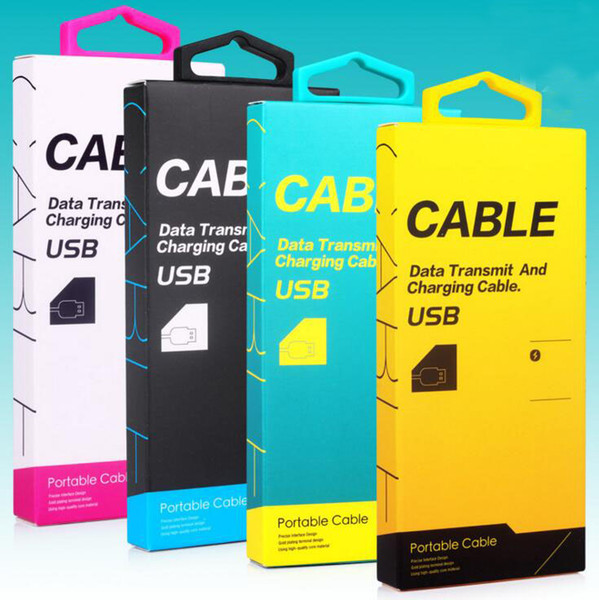 2017 NEW Colorful Paper Box Retail package for Sync Cable Universal Packaging for iphone Samsung Usb Data Cord 500pcs