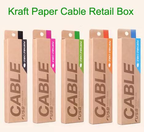 Retro Retail Package Cable Kraft Paper Brown Packaging Box USb Cable Retail Box for Samsung S7 Edge iphone 7 Plus 6S Plus 200pcs