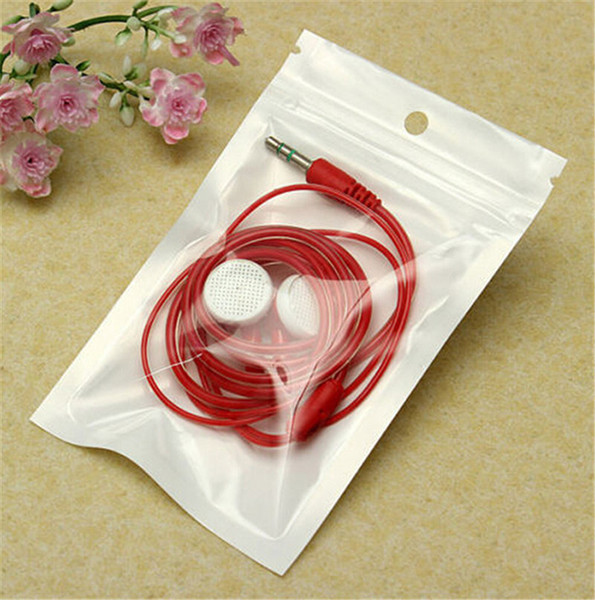 Clear White Zipper Retail Bag Pearl Plastic Poly Bags OPP Packing Bags for USB Cables Phone Case Headphone Package