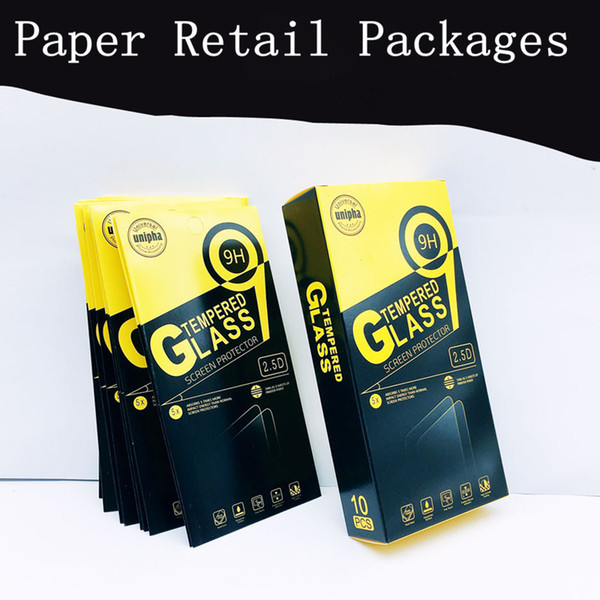 Empty Retail Package Paper Boxes 10pcs in Each Cheap Box Packaging for Premium 9H Tempered Glass Screen Protector iPhone Samsung Huawei Sony