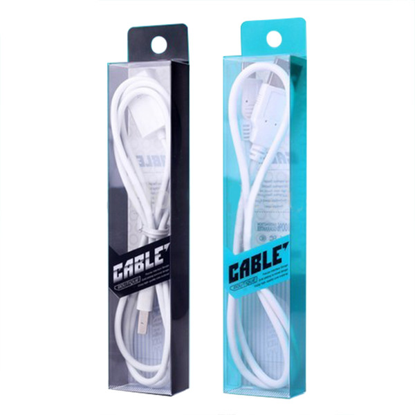 Wholesale 100pcs/lot Blister Clear PVC Retail Packaging Bag / Packages Box For 1 meter Charging Cable USB cable, 4 color