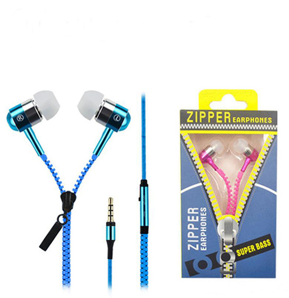 DHL Free shipping retail box package for zipper earphone zip Headphone headset