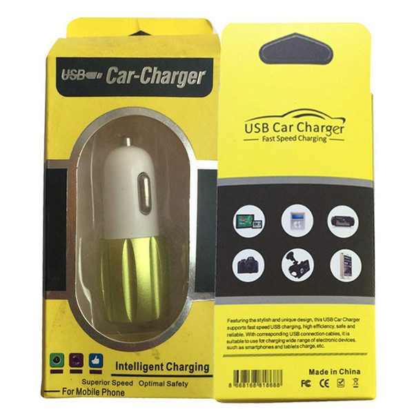 Empty Paper USB Car Charger Retail Package Box Caver Case Fit Most 4CM X 8.5CM Single Dual USB Car Chargers STY142