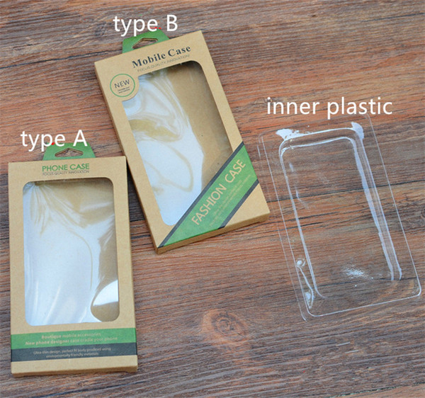 Universal Phone Package Kraft Paper PVC Window Clear Retail Packaging Box With Inner Plastic For iPhone 6 Samsung s7 Under 5.5 Inch Phone