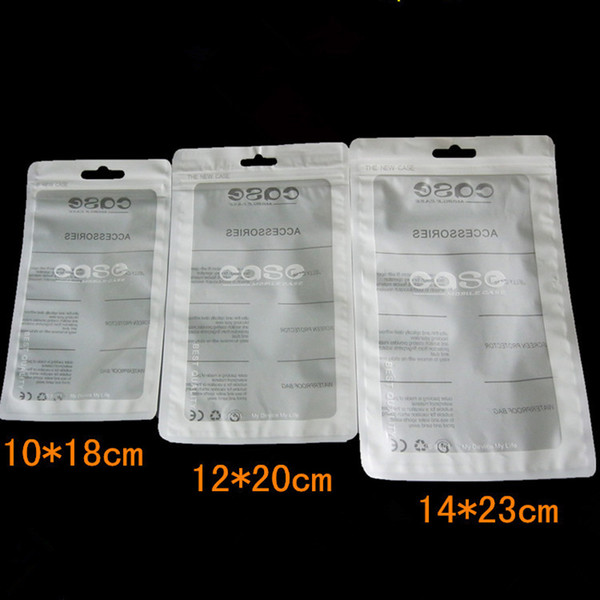 Retail Bag PVC Plastic Ziplock White with Half transparent OPP Package for Phone Case Covers Hook Hole