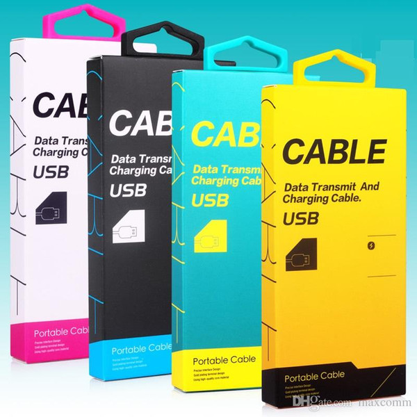 USB charging data cable retail package box fashion universal for charger micro usb type C paper box packaging for samsung huawei cell phones