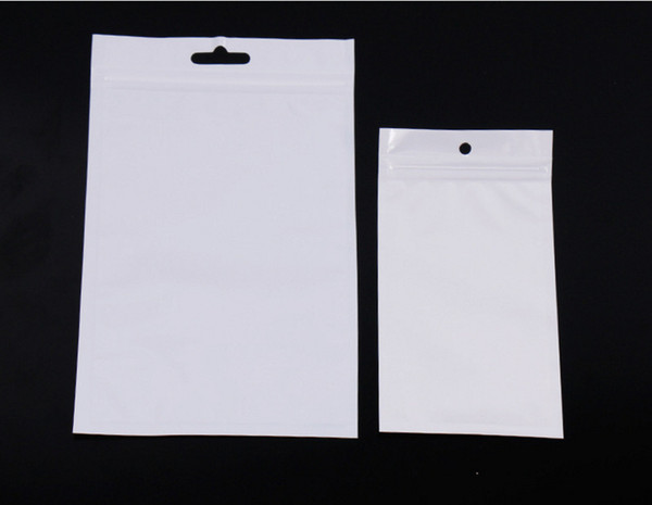 Clear+white Plastic Retail Package bags zipper Poly opp bag packing bag for iphone 5s 6s cable accessories packaging BAG