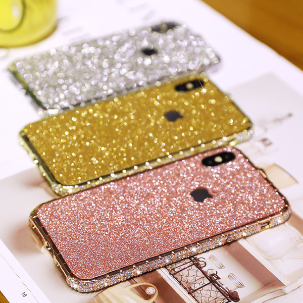 Luxury Bling Diamond Bumper For Iphone XS XR XSMAX 7 8 6 plus inch Case Fashion Crystal Rhinestone Sanke Inlay Metal Frame Glitter