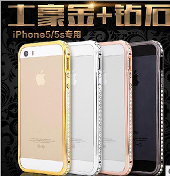 Aluminum Deluxe Bling-bling Metal Bling Diamond Luxury Hard Bumper Frame Case crystal for iPhone 5 5S 4 4S With Retail Package Free shipping