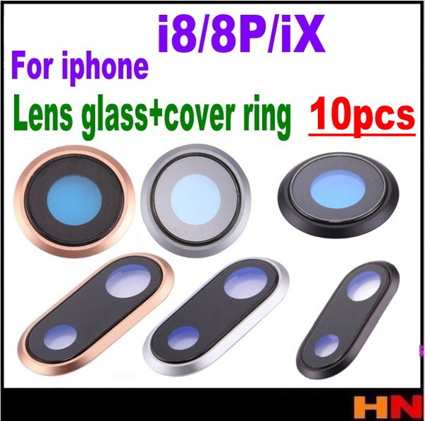 10pcs For iPhone 8 8p plus X New Back Rear Camera Lens Glass Cover Ring with Frame Replacement Parts