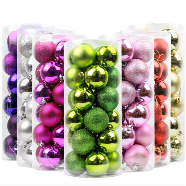 24pcs/ lot Christmas Tree Decor Ball Bauble Hanging Xmas Party Ornament decorations for Home