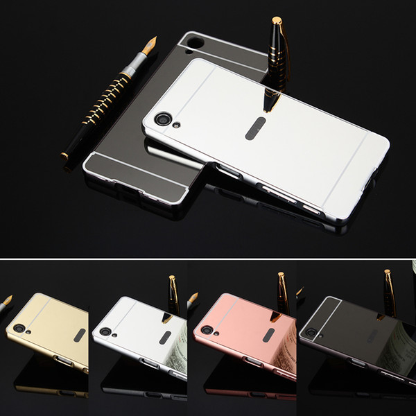Freegift Luxury Mirror Hybrid Case For Sony Xperia XZ/X Compact/X/XA Ultra Metal Aluminum Frame Protective Back Cover Bumper Phone Case