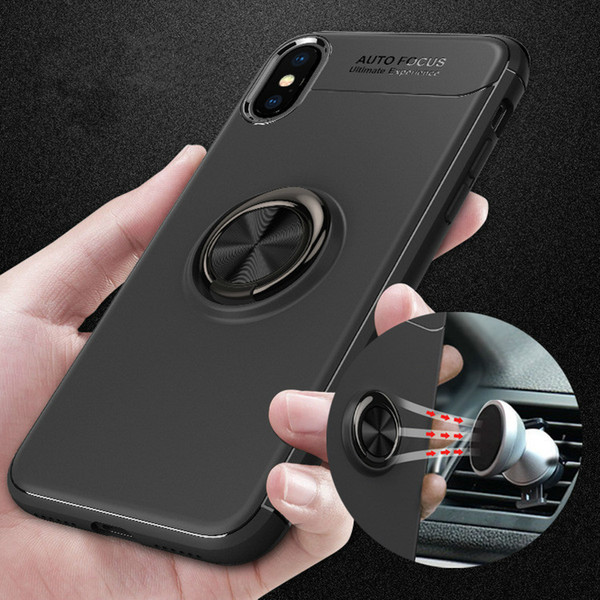 for iPhone x xr xs max 7 8 6s plus Phone case Magnetic Suction Car Phone Holder Case Finger Ring soft phone cases