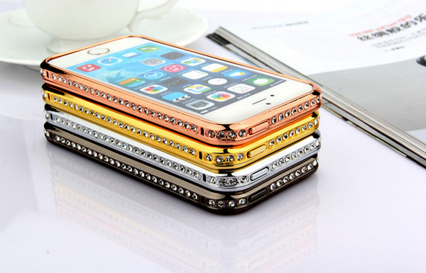 For iphone 6 plus Luxury Crystal Rhinestone Diamond Bling Metal bumper Case Cover For IPhone 6 5 5S samsung s5 S6 S7