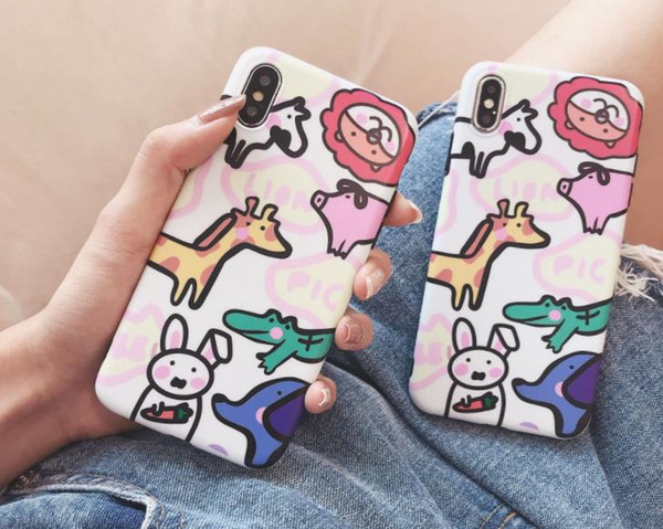 Cute Cartoon Animal apple suitable for xs mobile phone shell XR Matte imd creative pig thing smooth mobile phone shell custom