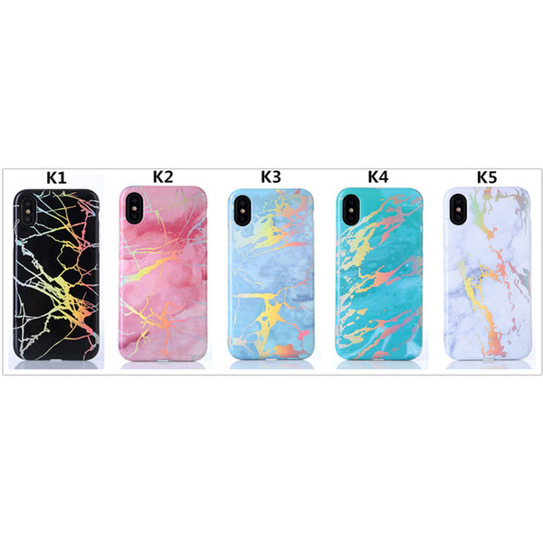 Soft Plating Phone Cases For iPhone 8 Case Shiny Laser Marble Cover For iPhone Case Glossy TPU Protective Capa Coque Free Shipping SCA517