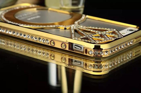 Luxury Diamond Bling Rhinestone Bumper Aluminium Metal Hard Chrome Frame Case Cover For iphone 5 5S 6 4.7 5.5 inch