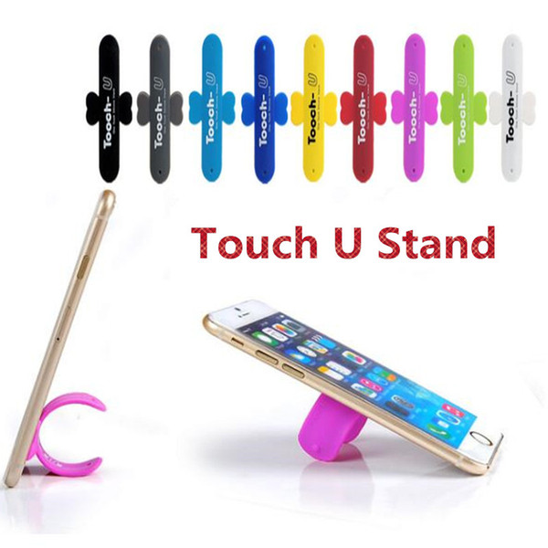 Universal Mini Portable Touch U Stand Silicone Holder Support Cell Phone Mounts For IPhone 7 6 plus Samsung Galaxy S8 S7 Edge Tablets PC