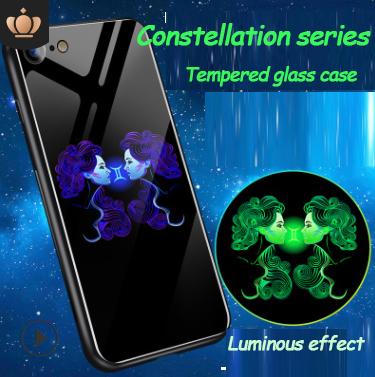 Apple glass mobile phone case New luminous constellation mobile phone case for iphone7/x light protection cover can be customized