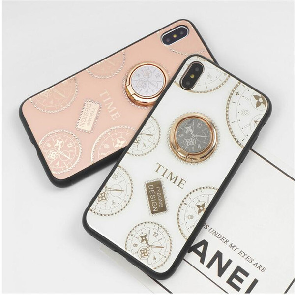 For iPhone XS MAX Xr X 8 7 Plus 3D Plating Glitter Case Soft TPU Diamond Ring Holder Cover Crystal Phone Shell