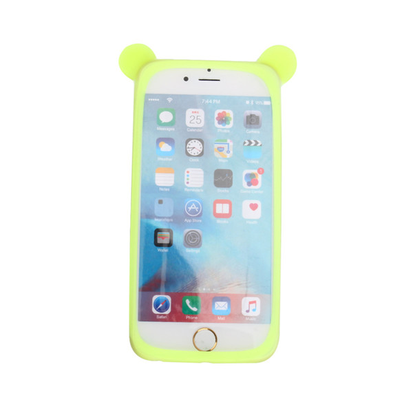 Random Universal color Night Light Bear Ear Ring Silicone Bumper Frame Phone Cover Case 85