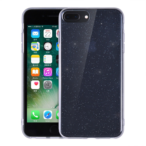 Hot sales black transparant soft TPU cover glossy case for iPhone 8/7 Plus Xs Max bling glitter rubber Soft TPU clear shell