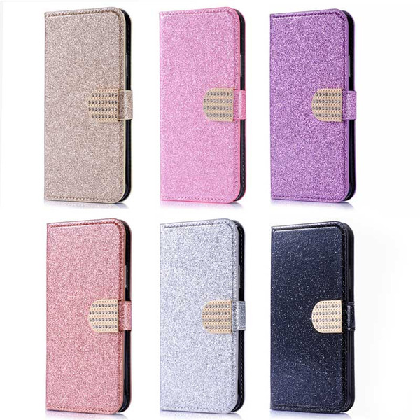 Luxury Diamond Glitter Bling Wallet Flip Stand PU Leather Case For iphone X 8 7 6 6S Plus Samsung S7 S8 S9 Plus J3 J5 J7 2017