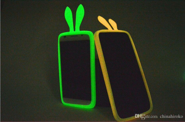 Rabbit ears Noctilucent Universal smart Phone Silicone case Cartoon Lovely Bumpers For iphone samsung huawei HTC xiaomi Lenovo Free DHL