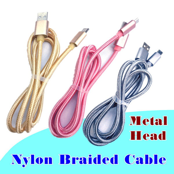 50pcs Android phone cable   1m .2m.3m.Micro braided cable V8 mobile phone general USB fast charging line