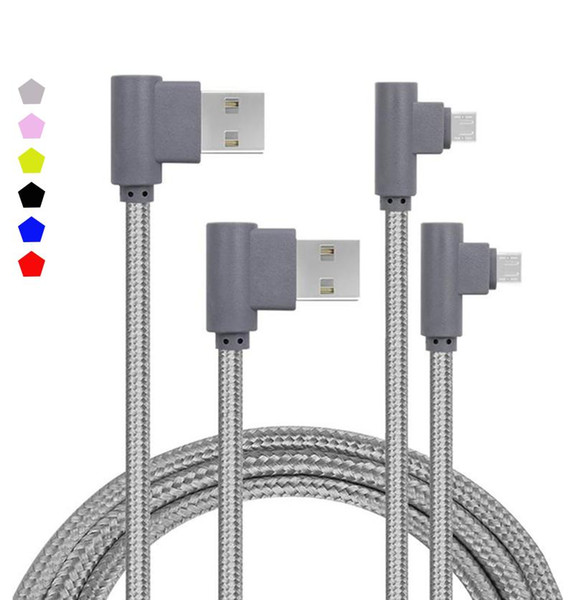 90 Degree Micro Usb Cable 3.3ft/1m Charge Cords Nylon Braided Micro Usb Charger Cable, Data Transfer Cable For Samsung Lg Android