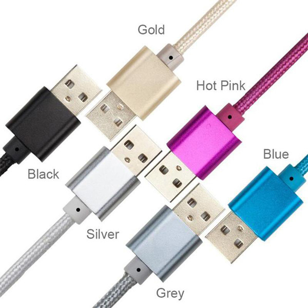 3ft 6ft 10ft Braided Mirco USB Cable High Speed usb chargers Data Sync Charging Line Durable Type c Metal Housing For iphone x