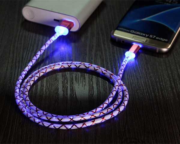 Visible LED Light Micro USB Cable 1m 3ft Charger Sync Data Extra Charging Lighting Line Adapter High Speed For Android phone