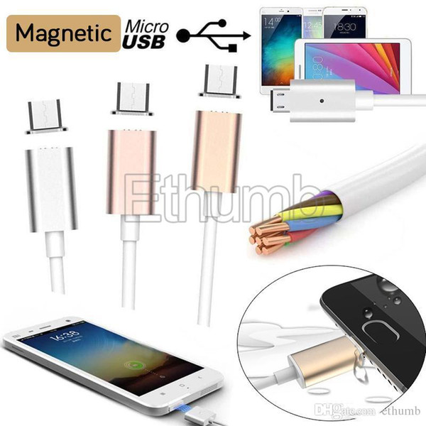 USB cable Magnetic Charger Cable 1M 3FT fast speed Charging LED light Metal Micro USB Sync Cable For Andriod Samsung Galaxy S7 edge