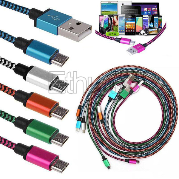 Micro usb cable type c cable 3Ft Nylon Braided USB 2.0 Male to Micro B Data Sync Quick Charging cable lg v20