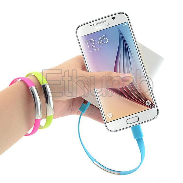 USB cable Portable wrist Bracelet wristband sync charging Micro USB cable Data charger cord For samsung S4 S6 edge cell phones