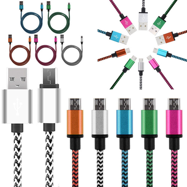 3.3FT 2A Braided Alumium Micro type C USB Data Sync Charging Cable for Android phone Samsung HTC LG With Metal Head Plug