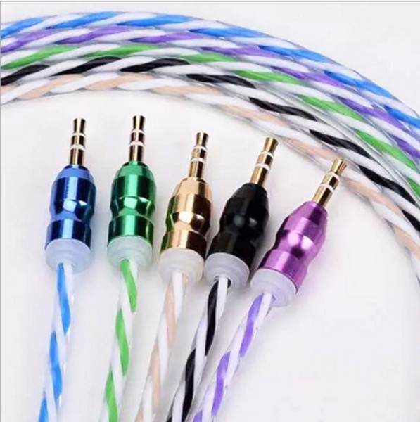 Aluminum belong Rainbow Car AUX audio cable car speakers 3.5mm male to male audio cable wholesale