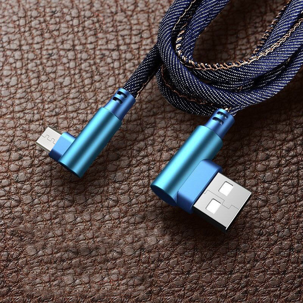 New Applicable Apple iPhone67 Data Line Elbow Denim Fast Charging Line Pure Copper Wire Core Custom Wholesale