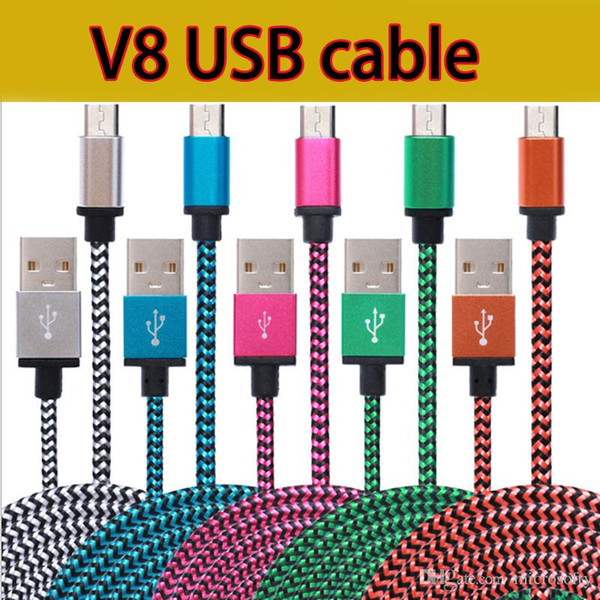 1M/2M/3M TYPE C Micro USB Cable Nylon Colorful Braided V8 Data Sync High Speed Charger Cord 3FT/1M 2M/6FT 3M/10FT For Samsung S8 S7 edge